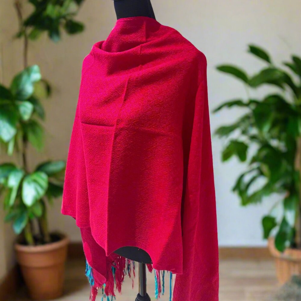 Mexican Rebozo/Shawl - Intense Fuchsia